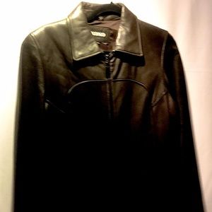 Genuine leather jacket two side pockets
